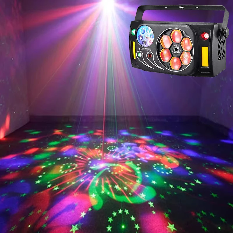 Imagem -02 - Remoto dj Led Strobe Lights Beam Picture Wheel Laser Vermelho Verde Vidro Branco Bee Eye Rgbw Ktv Disco Party Club