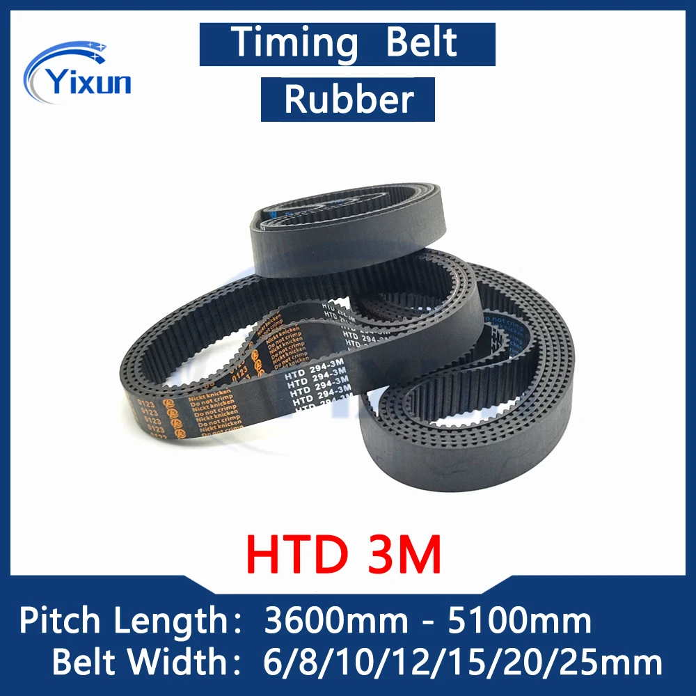 

HTD 3M Rubber Close Loop Timing Belt Length 3660 3750 3990 4020 4200 4284 4356 4440 4500 4698 5100mm Width 6-25mm 3M Drive Belt