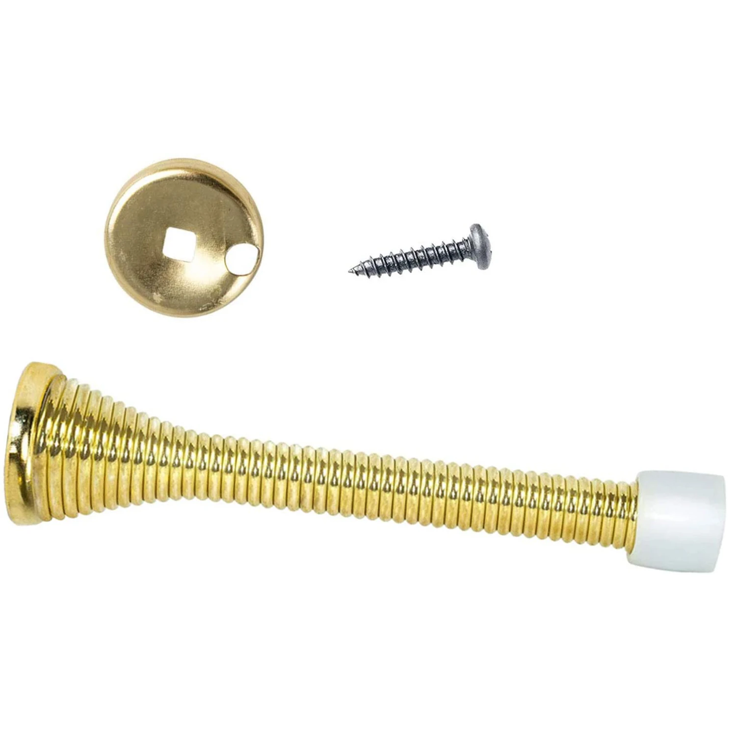 12Pcs Spring Door Stops 3 Flexible Heavy Duty Spring Door Stopper with RustProof Screw Rubber Bumper Tips (Gold)