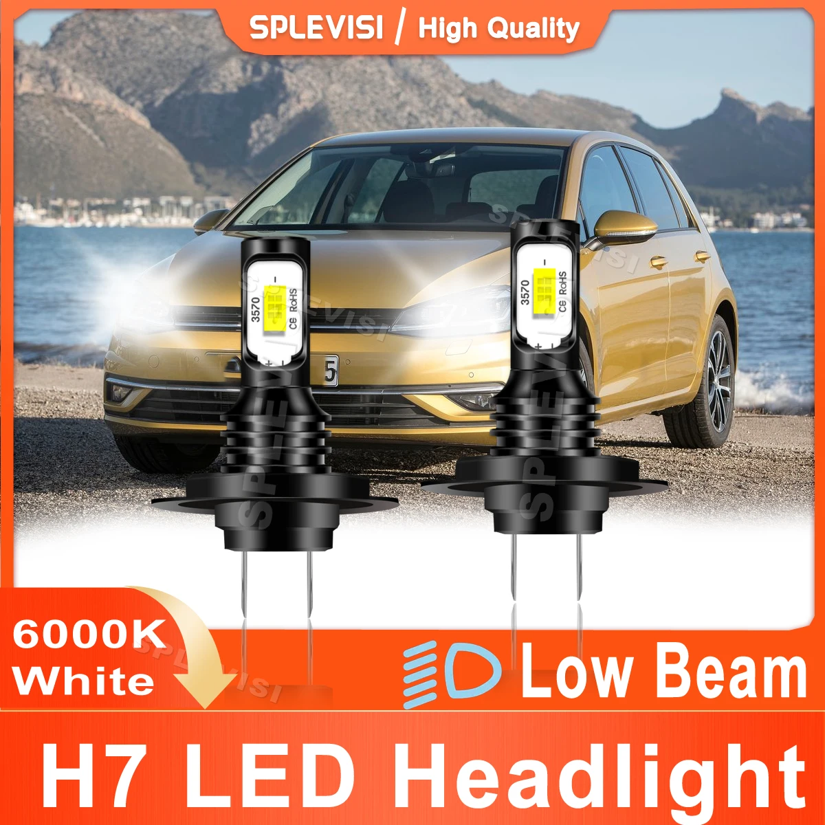 

2x LED Car Headlights Low Beam H7 8000LM For VW Golf MK7 2013 2014 2015 2016 2017 2018 2019 2020 6000K White Luces Led Para Auto