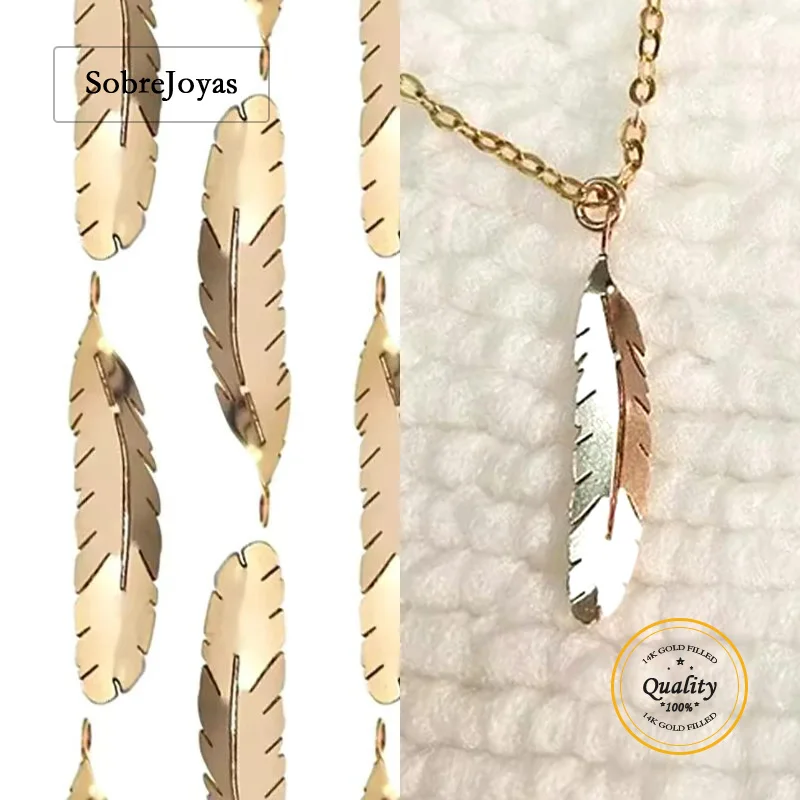 

14K Gold Filled Feather Charm 25x4.5mm for DIY Handmade Bracelet Necklace Jewelry Findings Charm