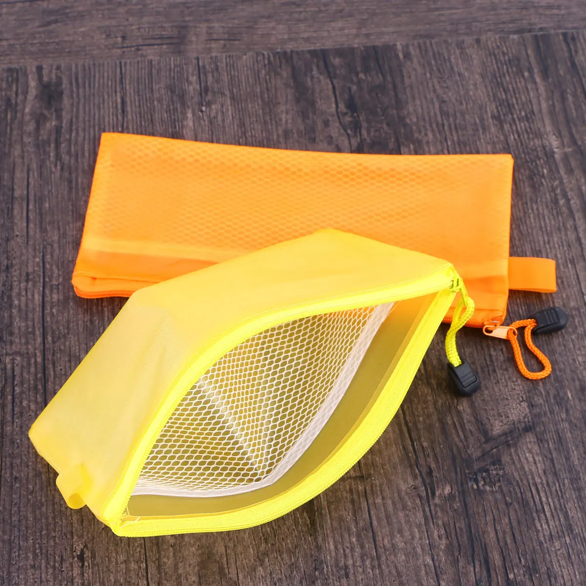 

12pcs File Colorful Zipper PVC Stationery Large Portable Stationery Bag Mesh Bag School Office Supplies