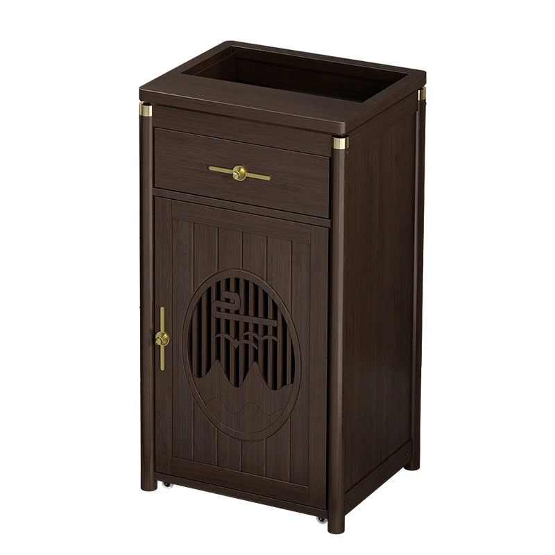 

Tea table side cabinet side few boiling water integrated tea bar machine solid wood mobile bucket rack tea cabinet