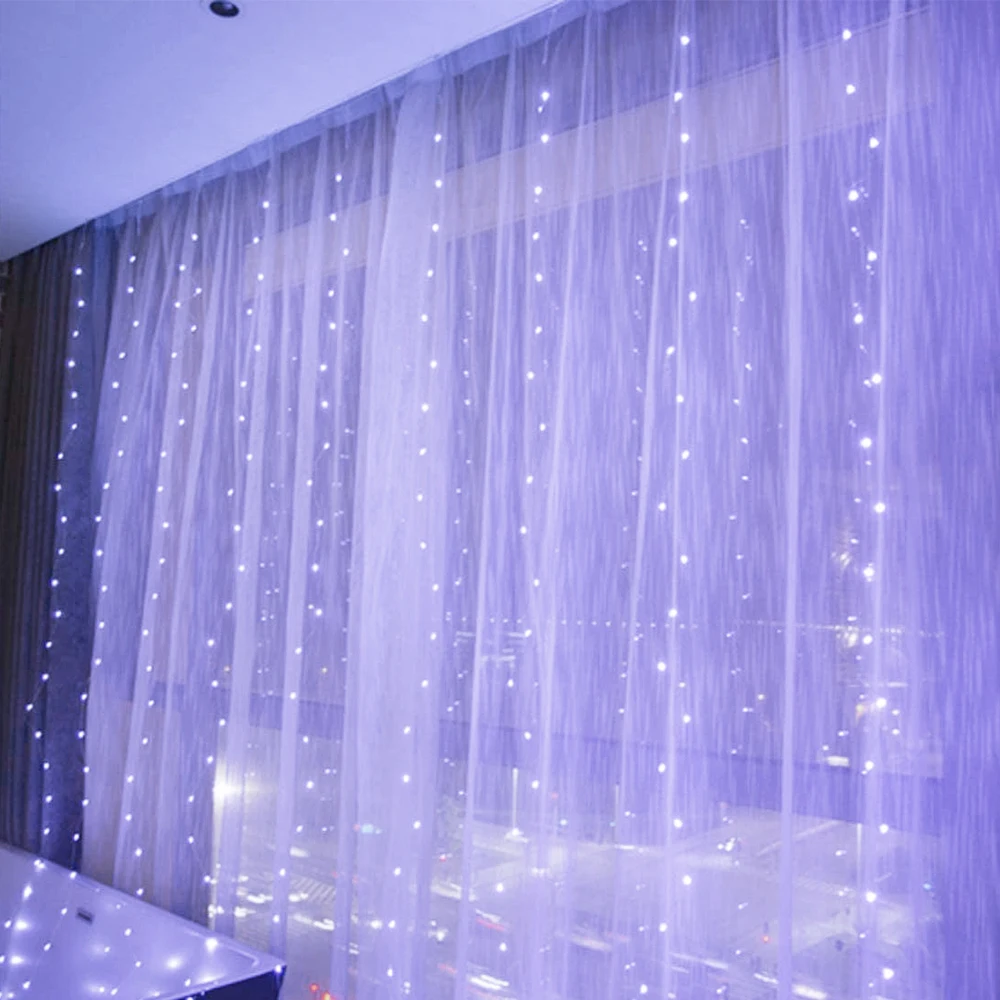 

LED Curtain Lights 3*3M 300L White Eight-Function USB Interface With Remote Control