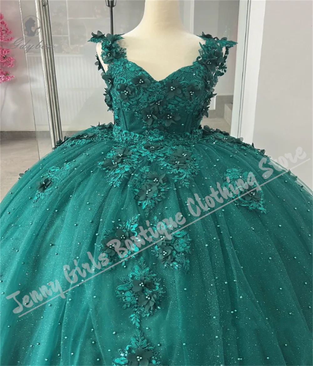 Girl Princess Dress Wedding Fluffy Lace Applique Pearl Sleeveless Children's Party Beauty Contest Clothing