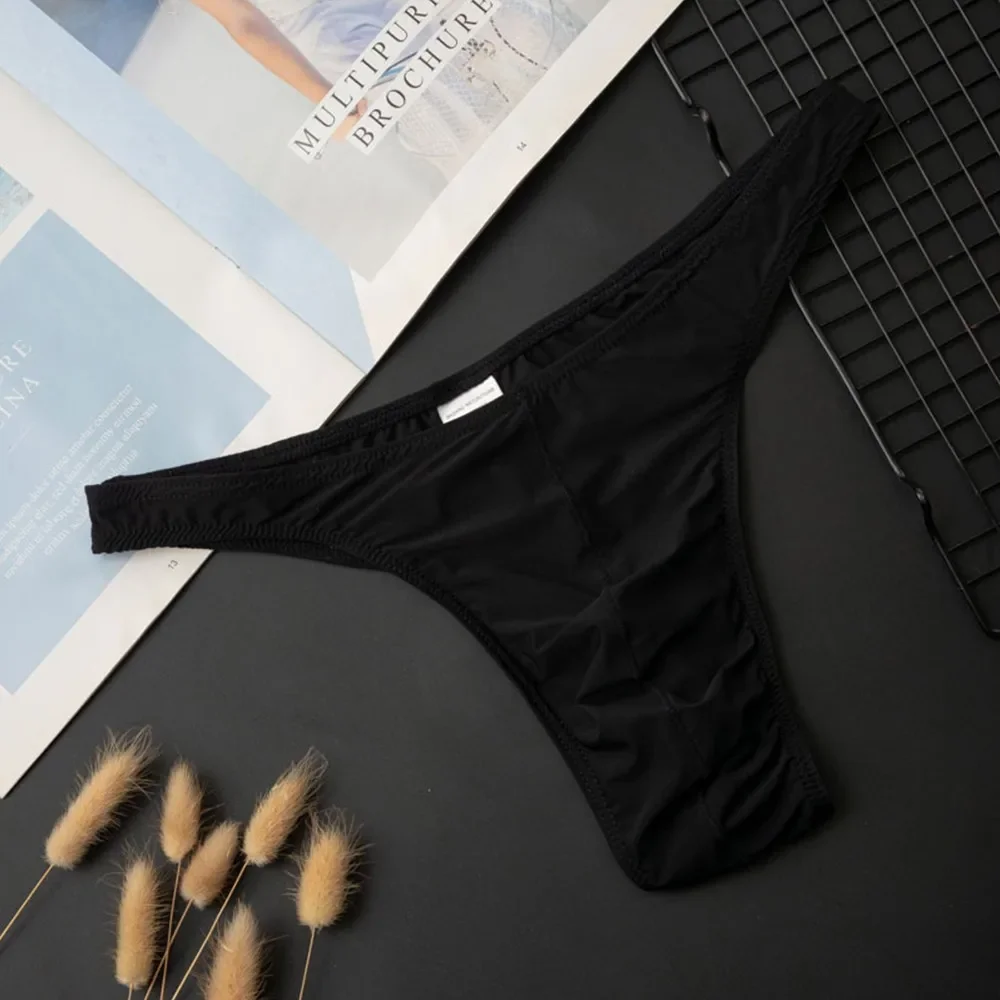 

Low-Rise Men Briefs Panties Polyester T-Back Bulge Pouch Comfortable Triangle Pants Underpant Underwear Bikini