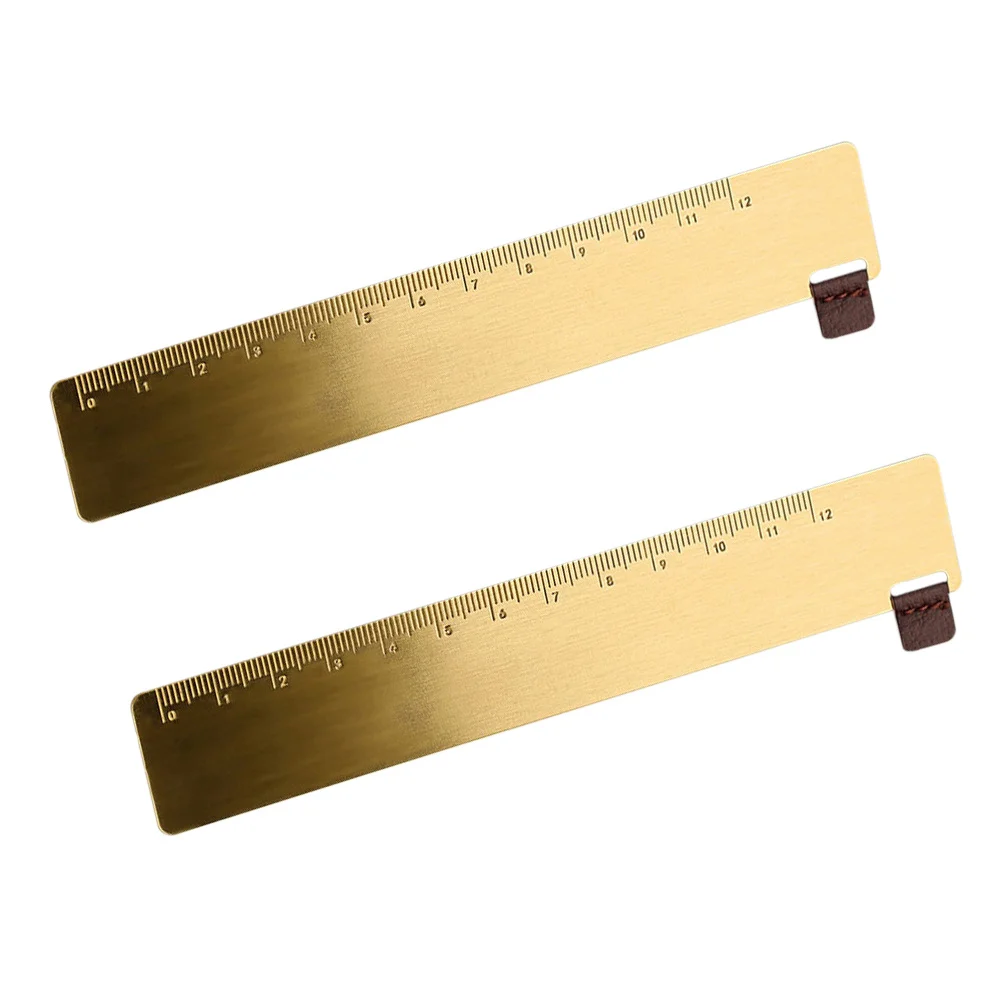 2 قطعة مسطرة مرجعية محمولة مسطرة قياس معدنية لرسم الرياضيات دراسة حافة مستقيمة خفيفة الوزن للفصول المكتبية