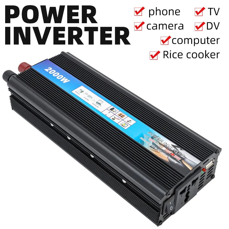 2000W car inverter 12v 24v to 220v repair sine wave inverter truck car multifunction converter high power car accessories