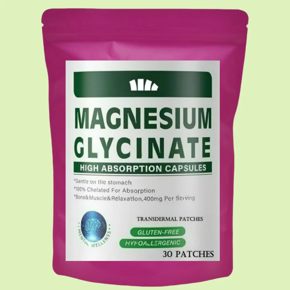 Magnesium Glycinate Transdermal Patches For Stress, Nerves, Sleep, Muscles, Metabolism 30 Patches