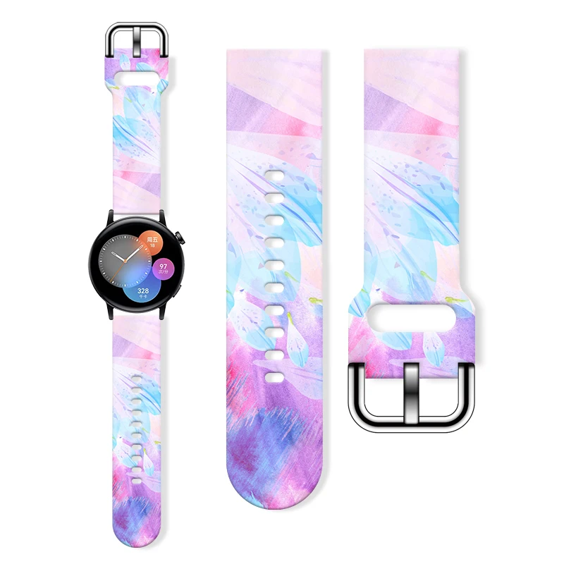 

20MM Color texture printed watch strap for Samsung Galaxy Watch7/6/5 40mm 44mm Band Replaceable Bracelet for Xiaomi Huawei Watch