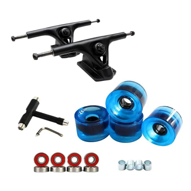 

8Inch Skateboard Trucks Bridge Hanger 4Pcs PU Wheels 8Pcs Bearing T Skateboard Tool Skateboard Wheel Combo For Longboard