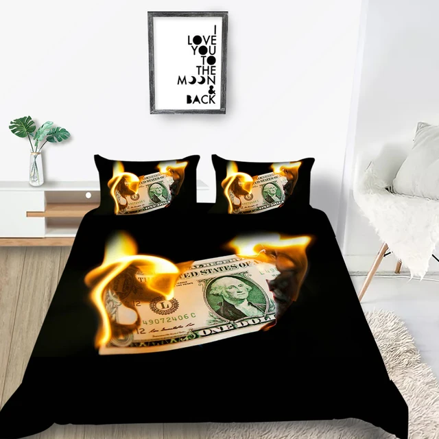 Imagem -04 - Modern Bedding Conjunto Dólar Motif Impresso Duvet Cover Vivid Comforter Cover Peças Dinheiro Matemática Padrão Engraçado Soft Bed Set 3d