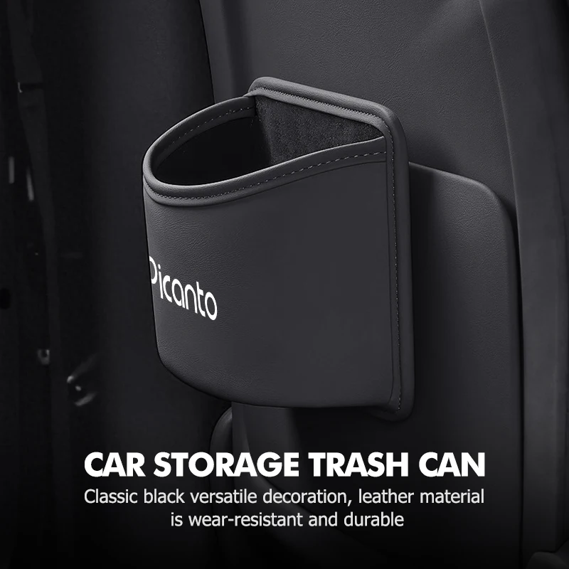 Leather Car Trash Can Suspended Garbage Bin Storage Bag For KIA Venga Sedona Forte Stonic Picanto Sorento Stinger - view 3