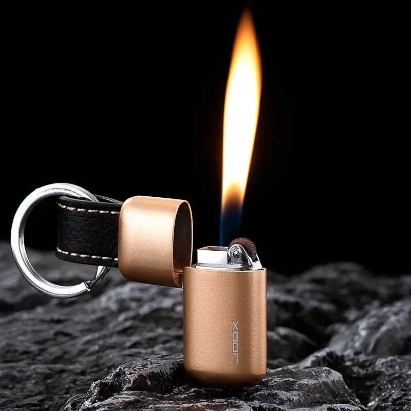 New Grinding Wheel Inflatable Open Flame Lighter Portable Mini Keychain Cigarette Lighter Outdoor Windproof Lighters Men Gifts