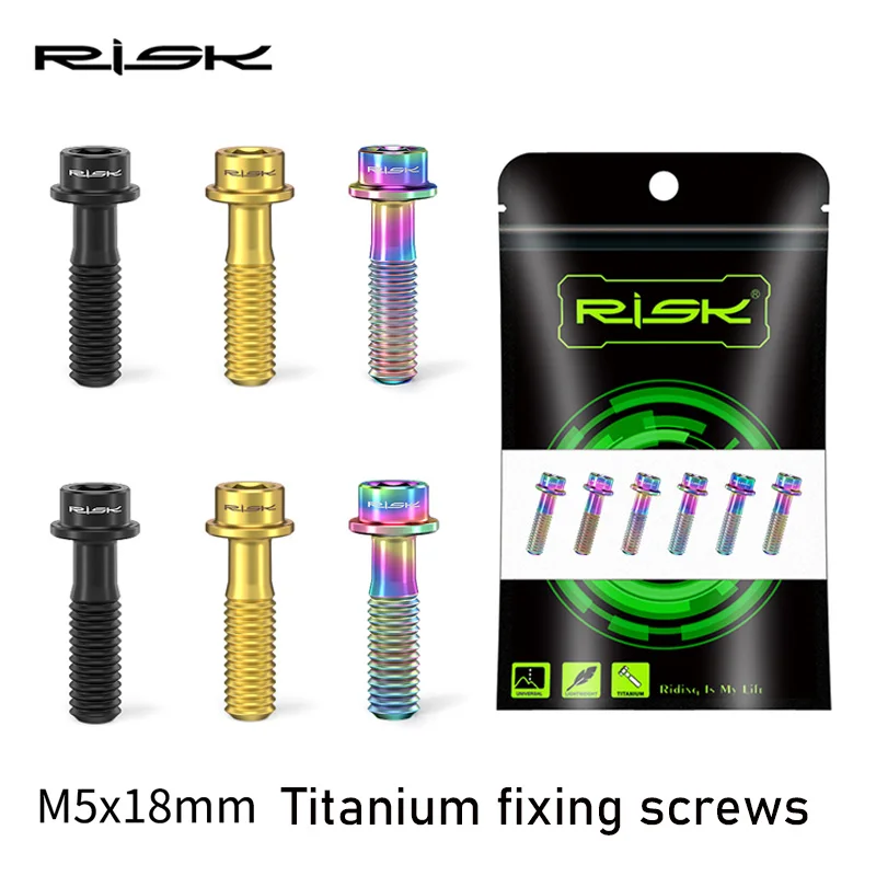 

RISK bike stem screw M5x18 titanium bicycle handlebar stem screws MTB Road bike Fixing Bolts Bicycle brake handle fixing screw