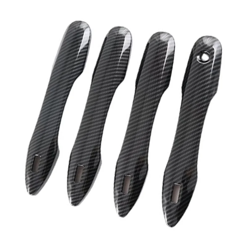 4Pcs Carbon Fiber Car Door Handle Cover for Subaru Solterra for Toyota BZ4X 2022 2023 Car Handle