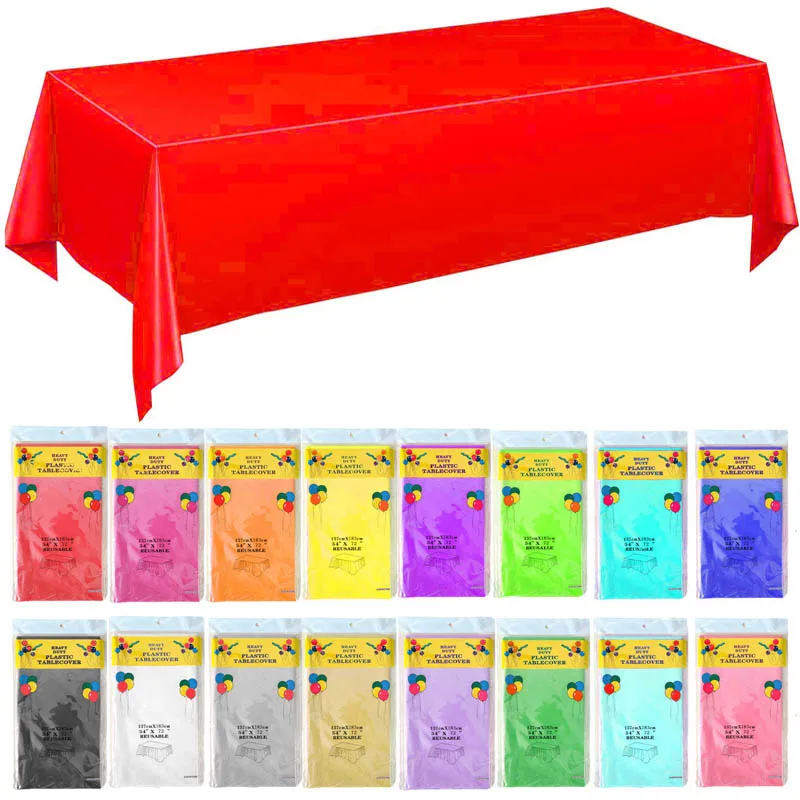 2Pcs 137x183cm Disposable Table Cloth Solid Color Rectangle Plastic Table Cover Wedding Birthday Party Decoration Tablecloth