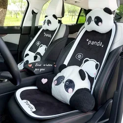 Plush Anime Cute Panda Car Waist Pillow Creative Car Headrest Neck Protection Pillow Soft Comfortable Auto White Panda Pillow