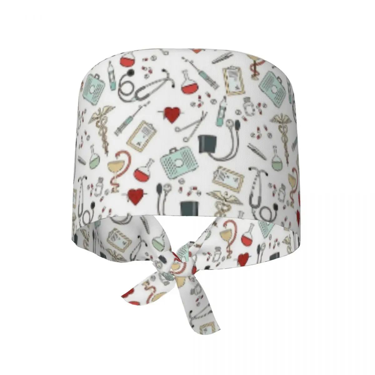 Nurse Medical Tool Background Tooth Check Surgical Cap Lab Doctor Spa Work Hats Cap Retro Unisex   Scrubs Caps