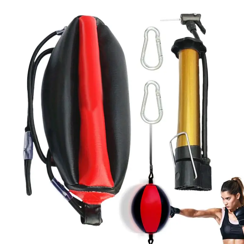 

Double End Punching Bag PU Leather Flex Adjustable Punching Bag Includes Carabiners Needle Air Pump Boxing Equipment Enhances