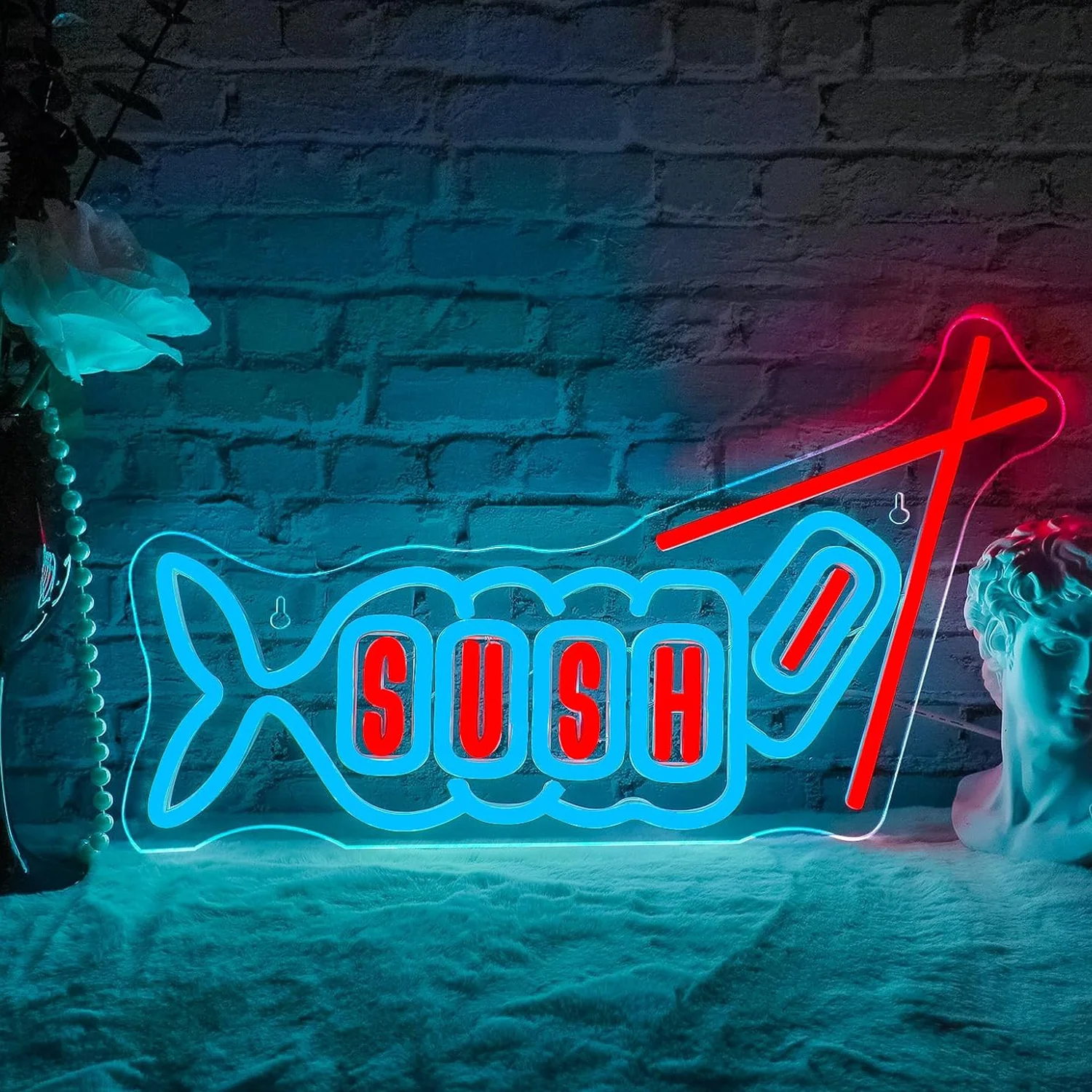 Sushi Fish Neon Sign Dimmable Light Up Sign Wall Decor For Sushi Shop Restaurant Home Kitchen Party Decor