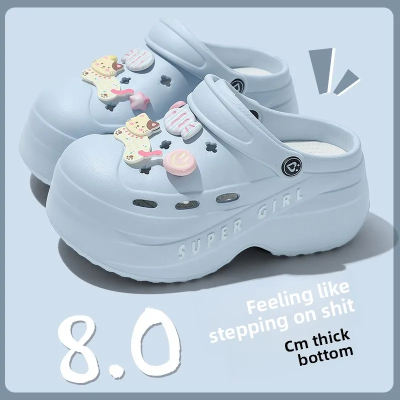 Zapato con agujero inferior grueso para mujer, sandalias de playa para estudiantes, chanclas con punta abierta para exteriores, Material EVA sin cordones