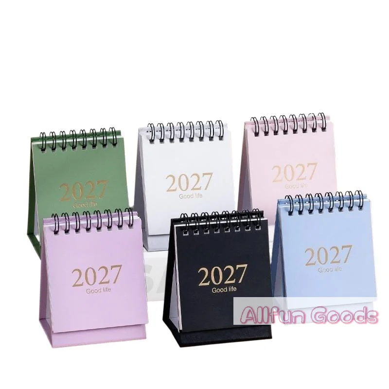 1Pcs 2027 Morandi Color Mini Desk Calendar 18 Months Desktop Plan Calendar Memo Message Small Ornaments Office Supplies Students view 5
