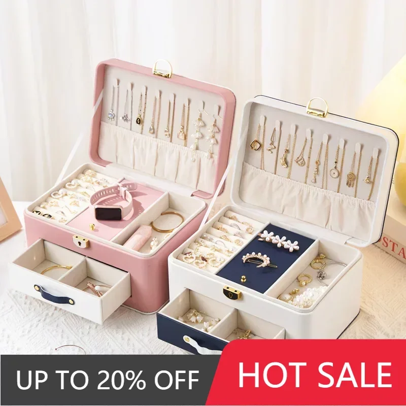 Hot Selling Multi-layer Pony Jewelry Storage Box with Lock, Large Capacity Hair Accessories Earrings Jewelry Storage Box