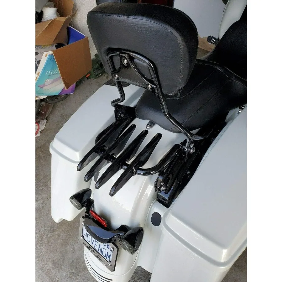 رف أمتعة خفي قابل للفصل لدراجة Harley Touring Road King Electra Glide Road Glide Street Glide 20092025 أسود لامع آمن