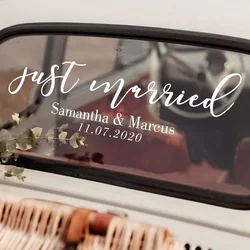 Just Married Sign Custom Wedding sposa e sposo nome data Car Sticker Vinyl Art Wedding Decor decalcomanie per auto regalo personalizzato Q069