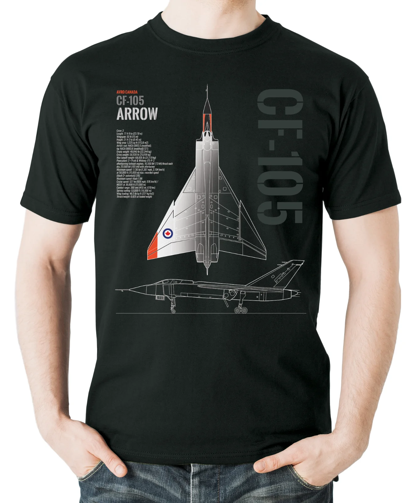 Canada Avro CF-105 Arrow Fighter Aircraft T-Shirt. Summer Cotton Short Sleeve O-Neck Mens T Shirt New S-3XL