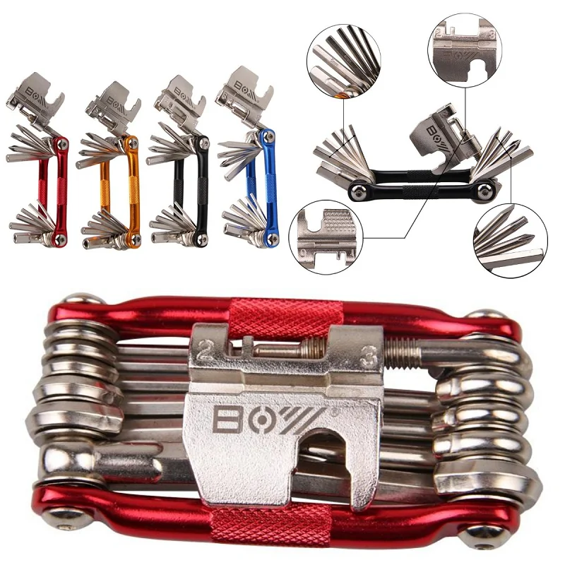 17 In 1 Bicycle Repair Tool Portable Mountain Bike Road Bike Folding Combination Repair Set