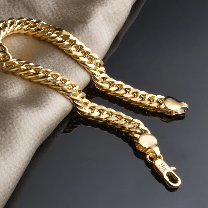 Promotion Elegant Mens Chain Bracelets  Gold Coated Fashion Jewelry Wholesale Wristband Hand Bracelets Gift