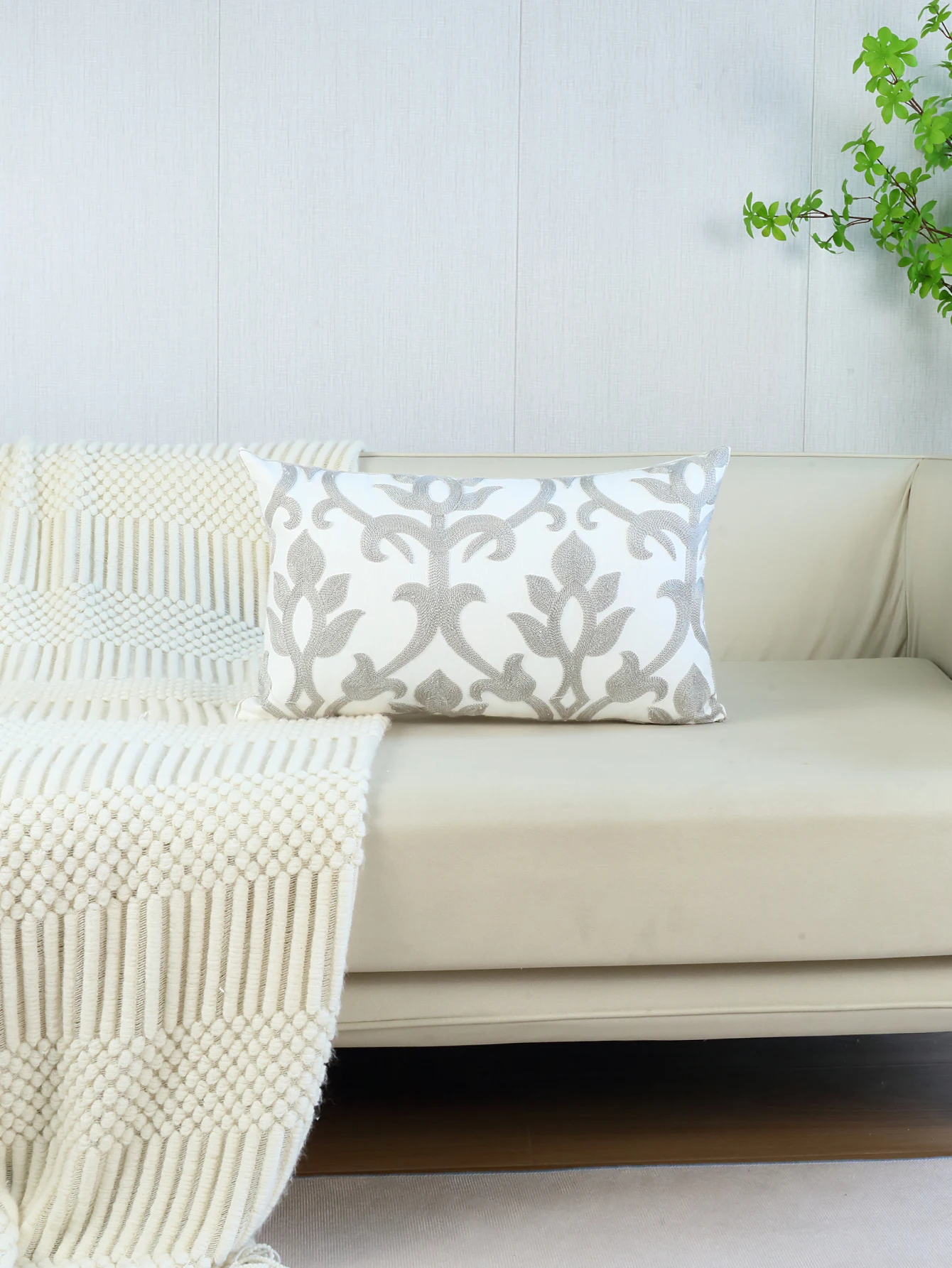 1pc, Home Decoration geometry Cushion Cover Canvas Square Embroidery Pillow Cover for Sofa Bed