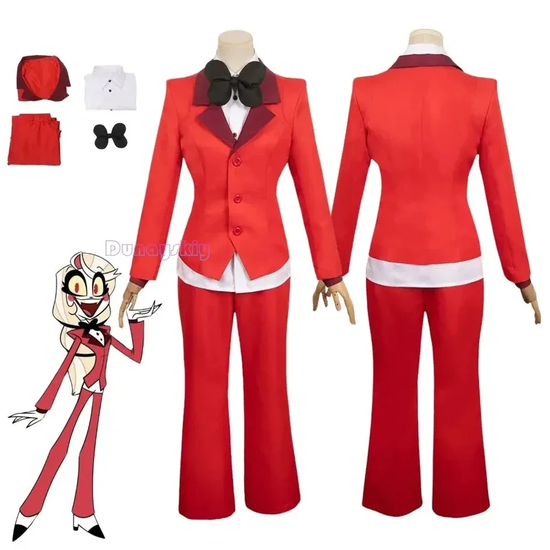 Charlie Morningstar Cosplay Cartoon Hotel Fantasia Costume For Disguise Adult Women Top Pants Outfits Halloween Carnival Suit