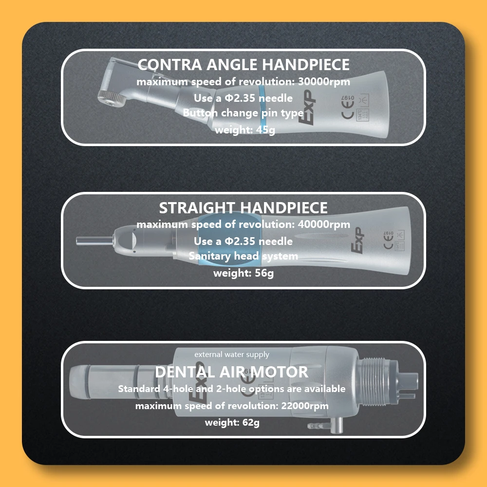 Exp Dental Low Speed Handpiece Straight Contra Angle Fit For Air Turbine Dental Lab Equipment Micromotor Polishing Tool