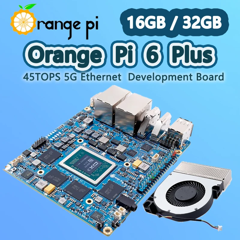 Orange Pi 6 Plus 16G/32G DDR5 CIX CD8180/CD8160 SoC 2xM.2 KEY-M 45TOPS 5G Ethernet Opi 6 Plus Board المبرد/100W Power اختياري #1