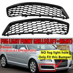 Pair For Audi A3 8P 2009-2013 Glossy Black Fog Light Lamp Cover HONEYCOMB HEX Front Grille Grill 8P0807682J 8P0807681AA