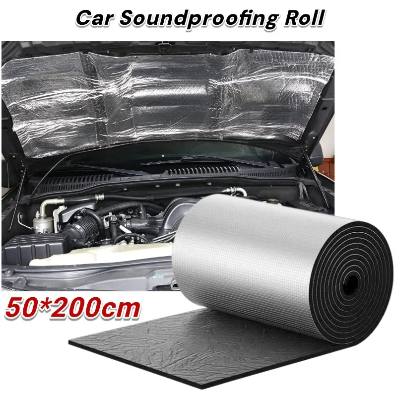 50x200cm Car Sound Deadening Mat Closed-Cell Foam Car Insulation Material Aluminum Foil Heat Shield Self-Adhesive Sound Deadener