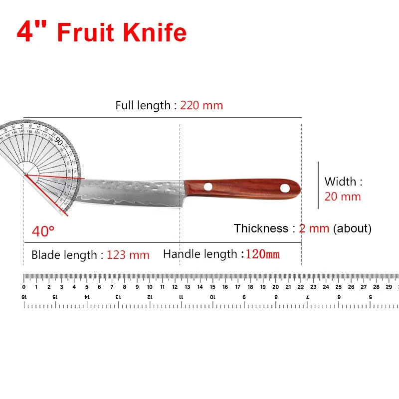 Hand Forged Damascus Steel Kitchen Knife Wooden Handle Super Sharp Knife Multifunctional Meat Cutting Peeling Fruit Chef Knife