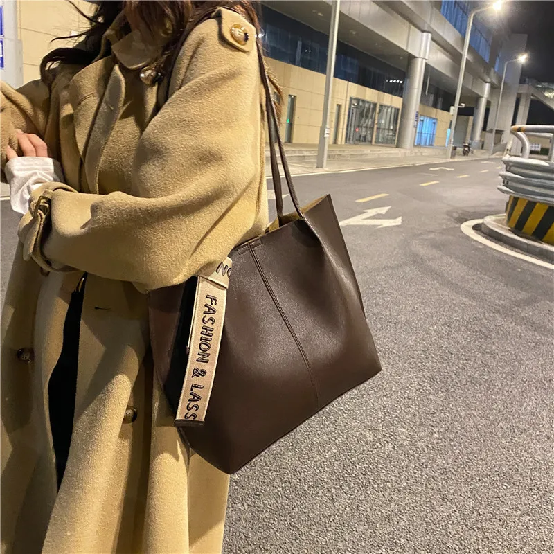 Large Capacity Woman Shoulder Bag Shopper Design Handbag Women\'s Leather Solid Soft Tote Simple Fashion Luxury Brand Female Bag