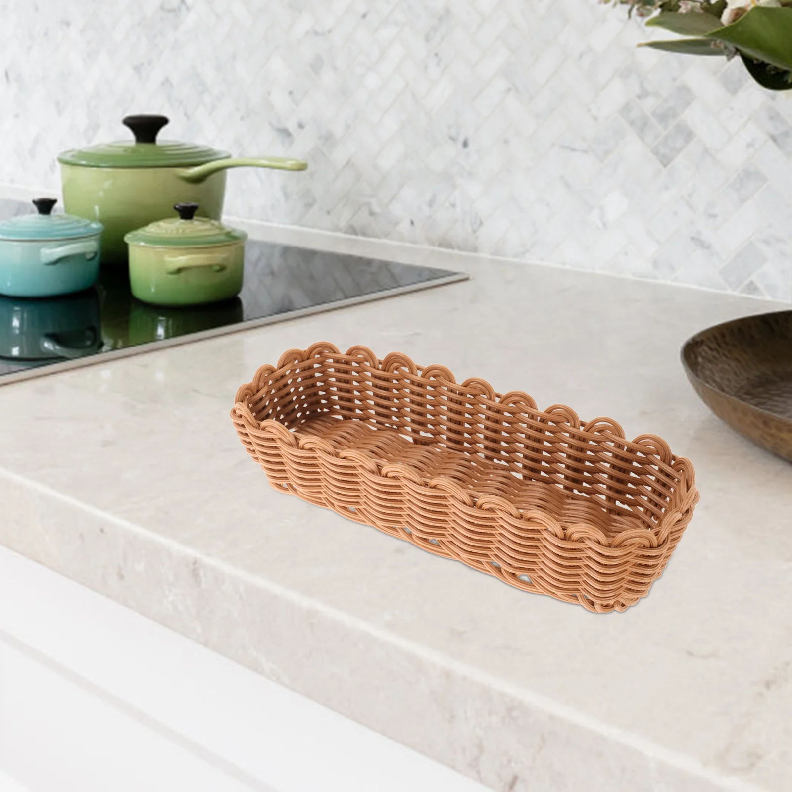 

Imitation Rattan Storage Basket Kitchen Woven Cutlery Organizer For Fork Spoon Holder Tableware Home Sundries Plastic