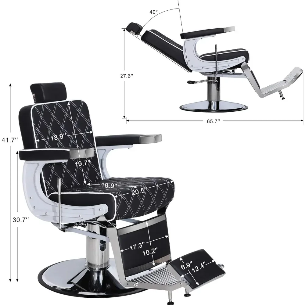 Heavy Duty Metal Vintage Barber Chair All Purpose Hydraulic Recline Salon Beauty Spa Shampoo Equipment