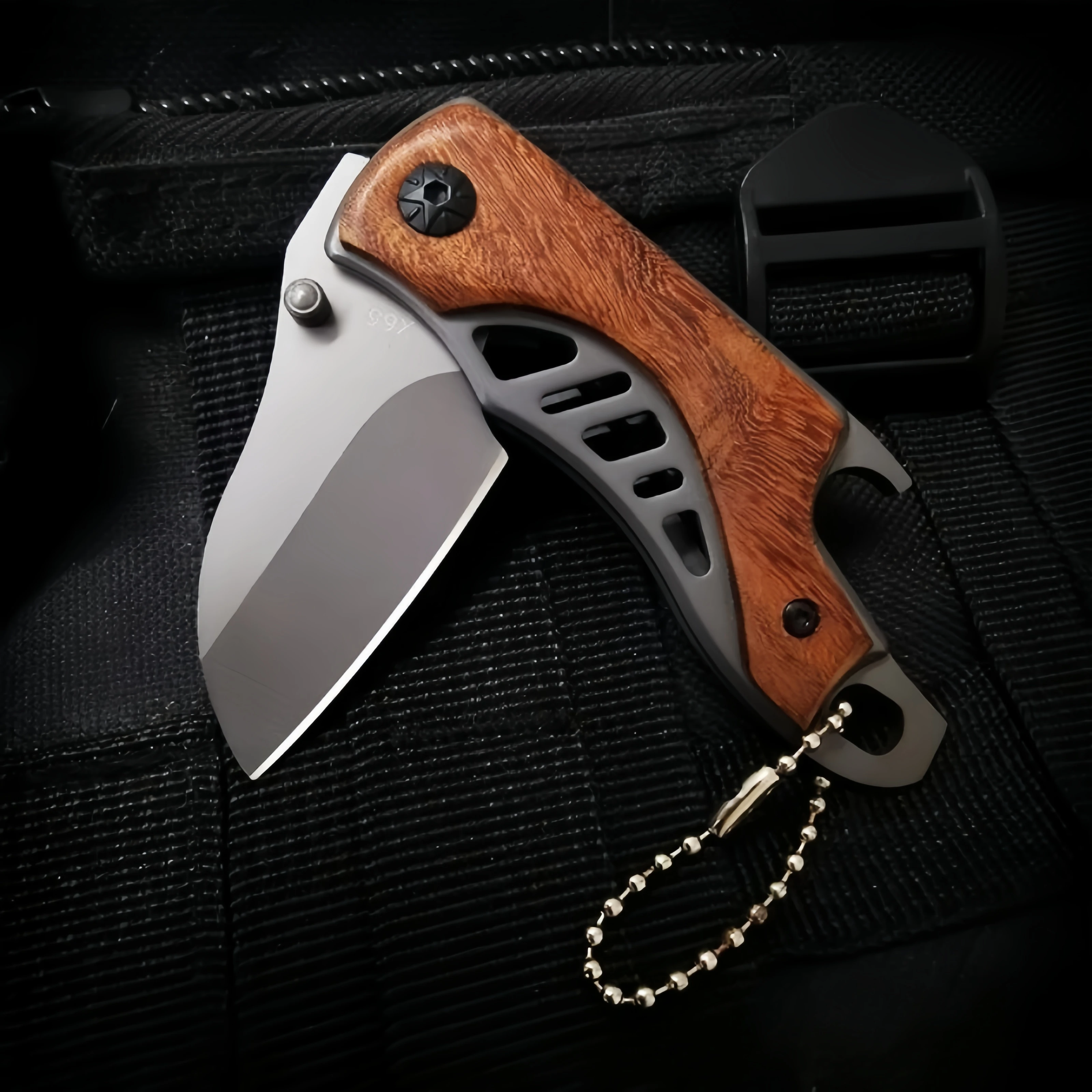 Colorful Wooden Handle Outdoor Mini Knife Stainless Steel Folding Knife Multi-functional Pocket Knife for Camping