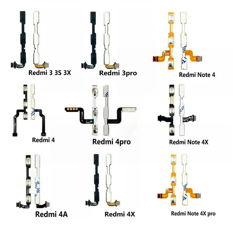 For Xiaomi Redmi 3X 3 3S 4A 5 Plus 6 6A 7 7A 8 8A Note 2 3 Pro 4X Global Power On Off Volume Button Flex Cable