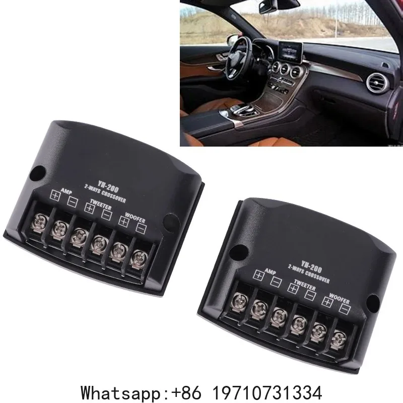 2 Way Audio Filter Audio Crossover Car 2 Way Speaker Frequency Divider 12V 60W High Frequency Capacitors Black
