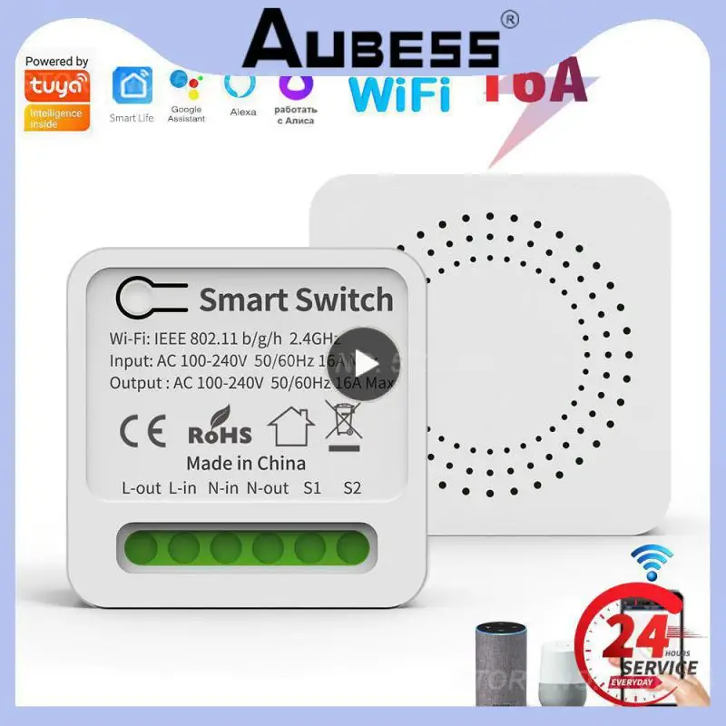 

Tuya Mini Breaker Module 10a 16a Support 2-way Control Wifi Switches Works With Alexa Google Home Yandex Alice Wireless Switch