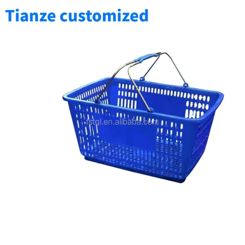 

(customized)Newest Hypermarket Plastic Shopping Basket With Double Handle