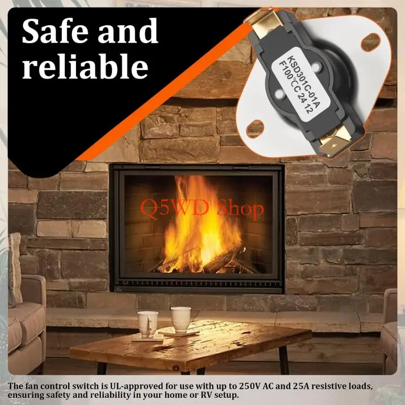 Q5WD Open/Normally Closed Temperature Switches Thermostat Manager For Stove Blowers To increase Heating Efficiency