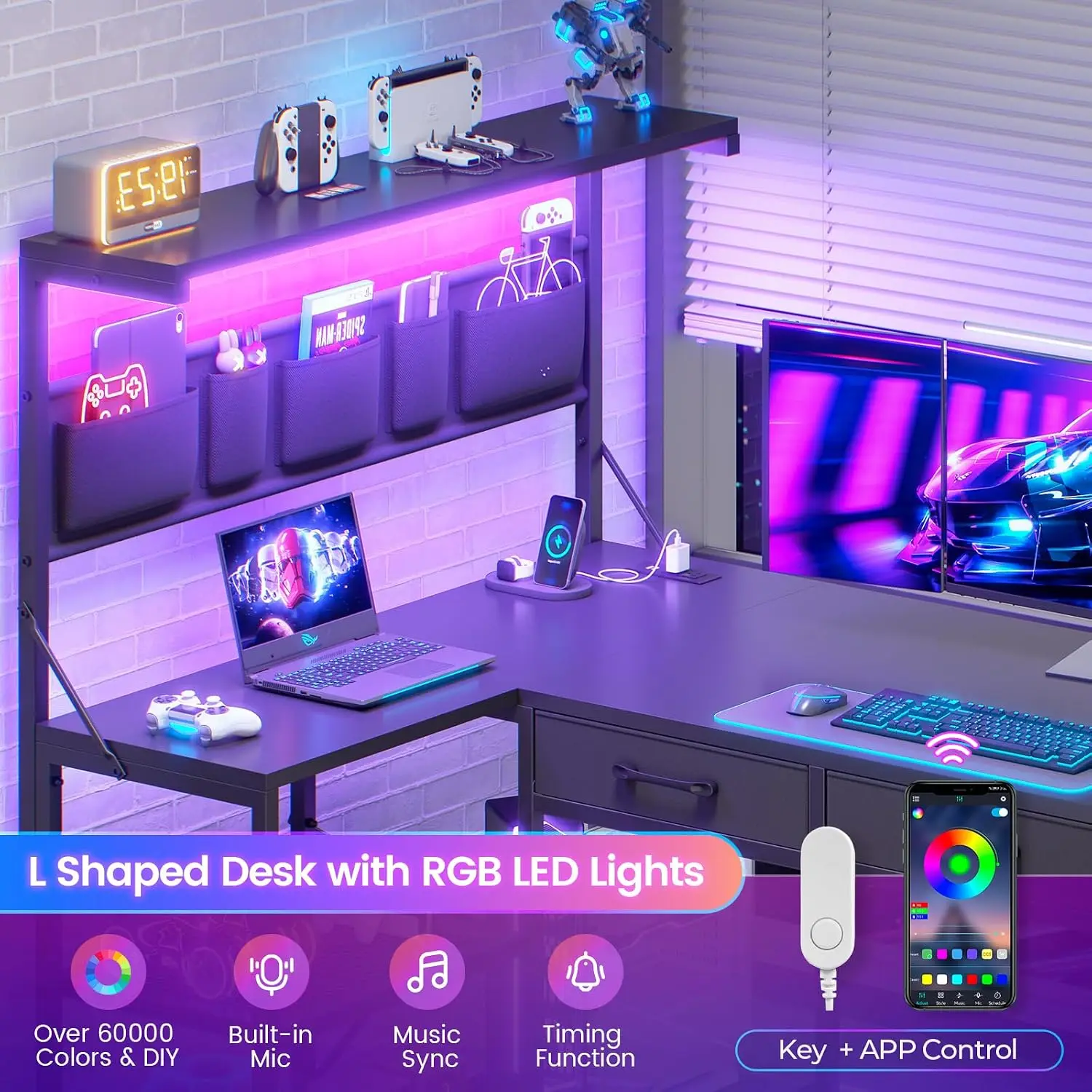 L Shaped Gaming Desk, 47.2